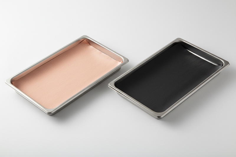 meat saver paper (peach and black option) laid out in 2 trays... 